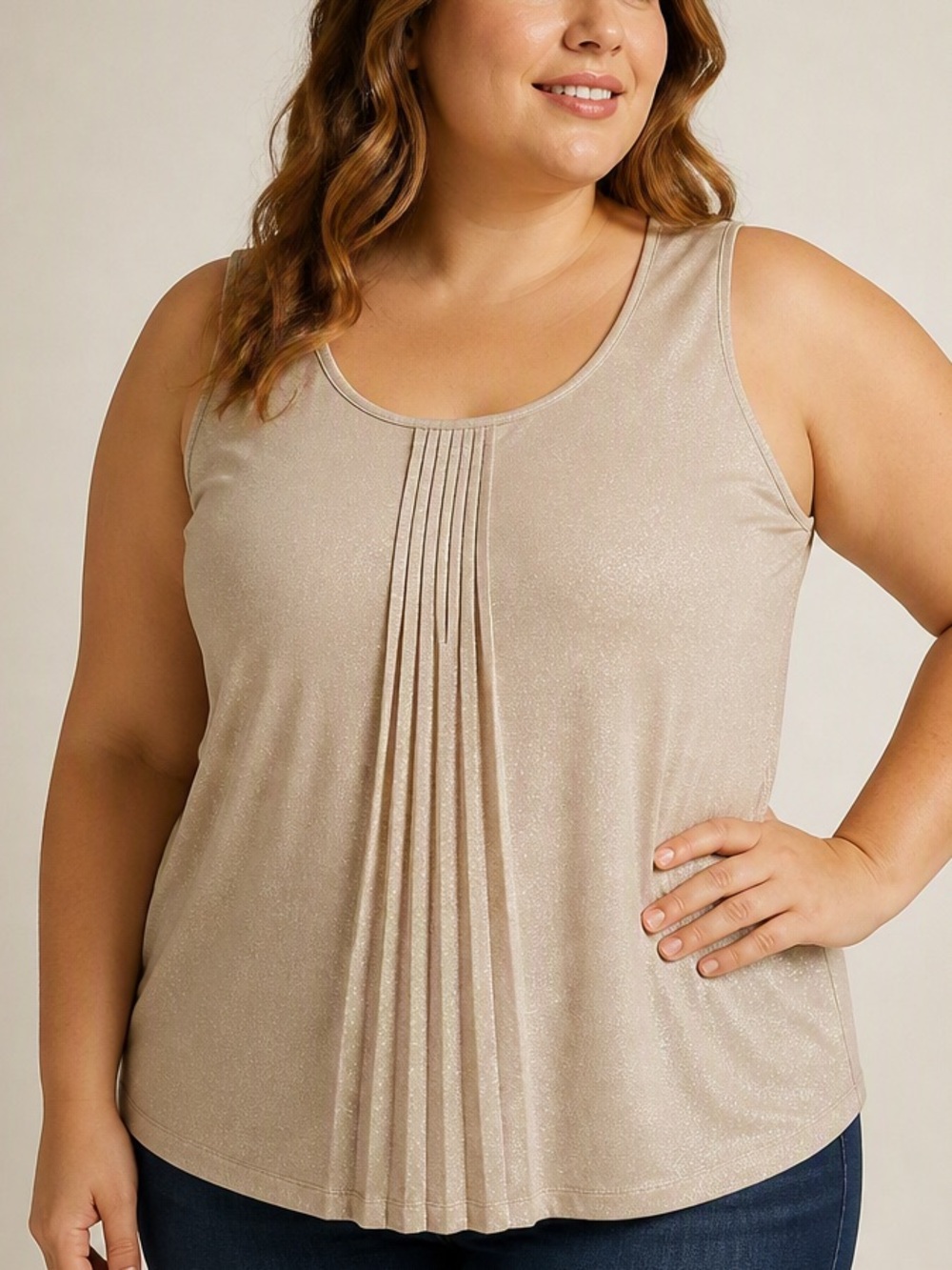CATHERINES gold metallic dressy tank top .0X